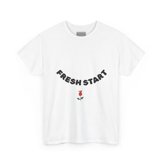 Fresh Start Tee — Minimal Rose Graphic Cotton T-Shirt