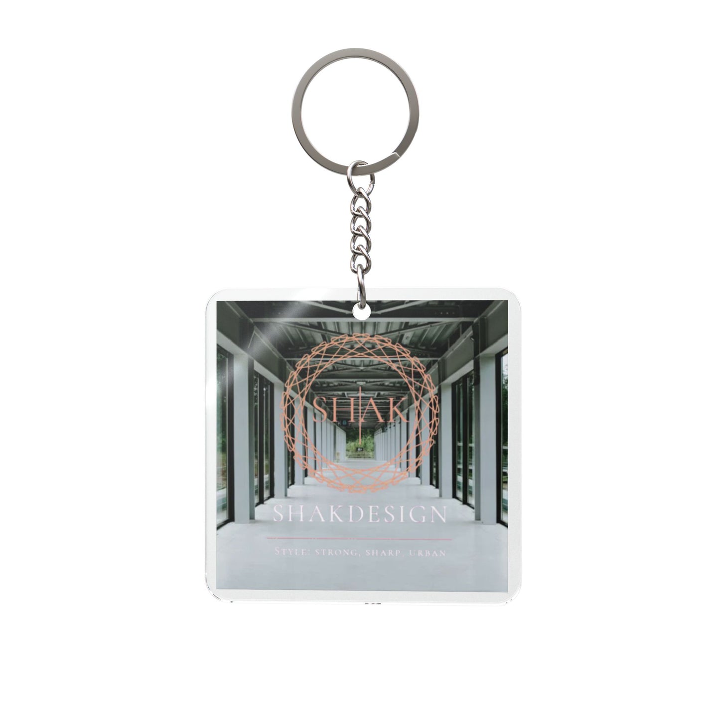 Modern Archway Photo Square Keychain — Minimal Travel & Memory Keepsake