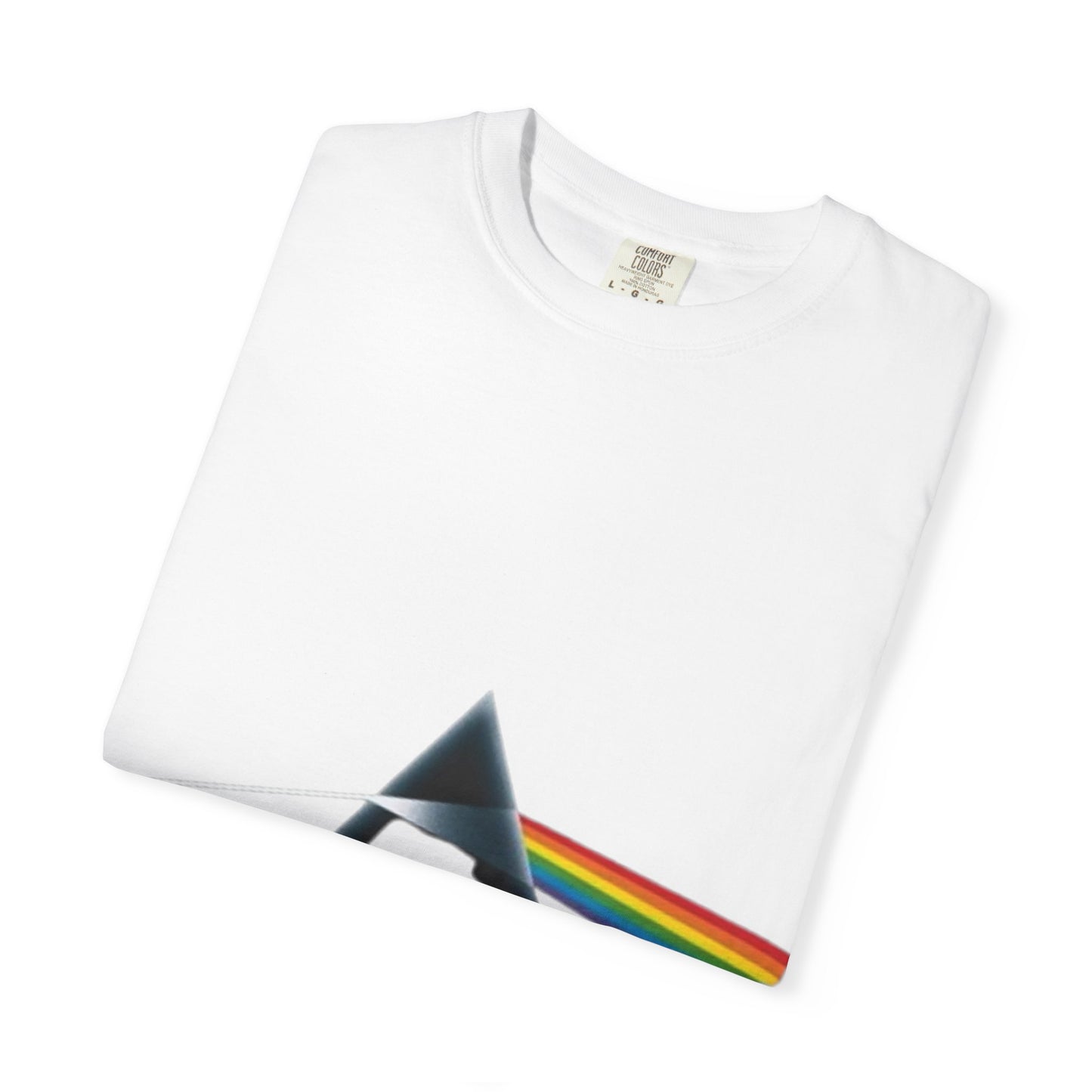 Vintage-Inspired Unisex Garment-Dyed T-Shirt with Prism Rainbow Design
