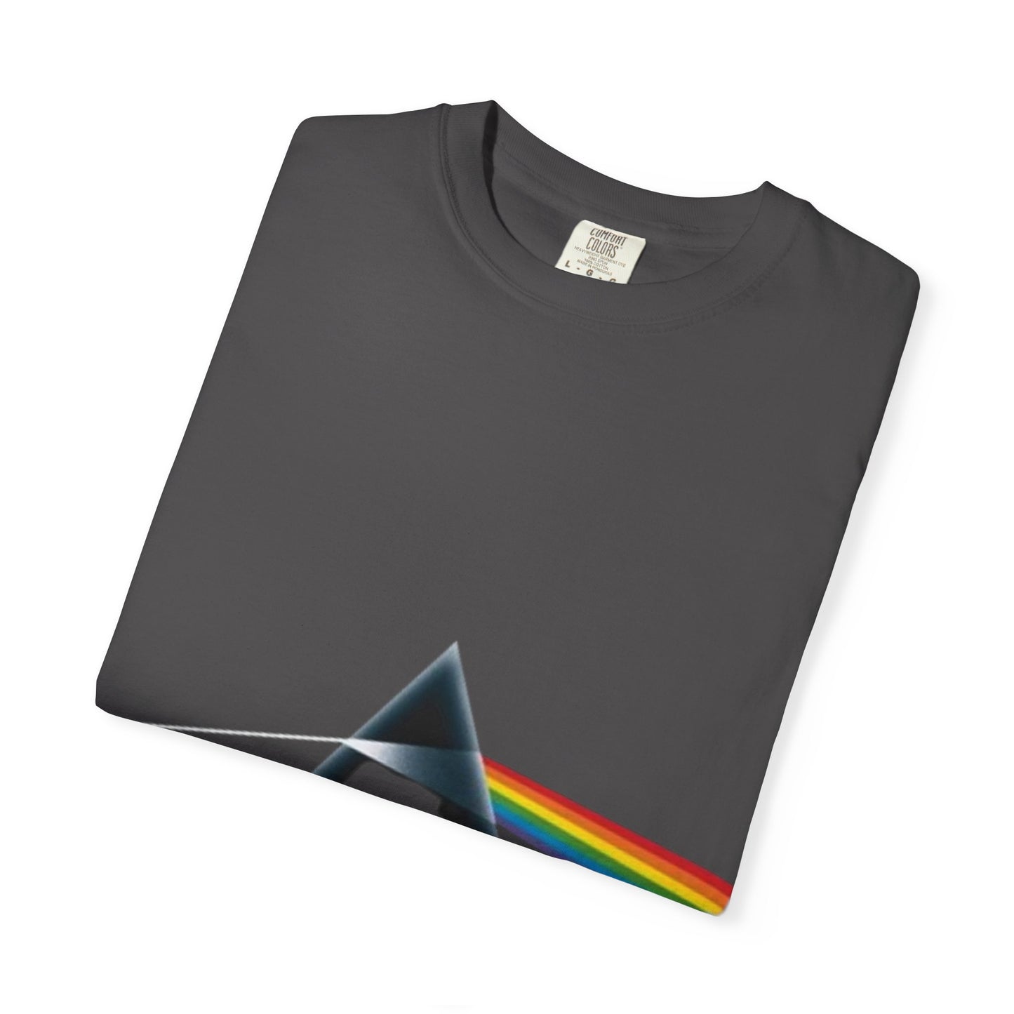 Vintage-Inspired Unisex Garment-Dyed T-Shirt with Prism Rainbow Design