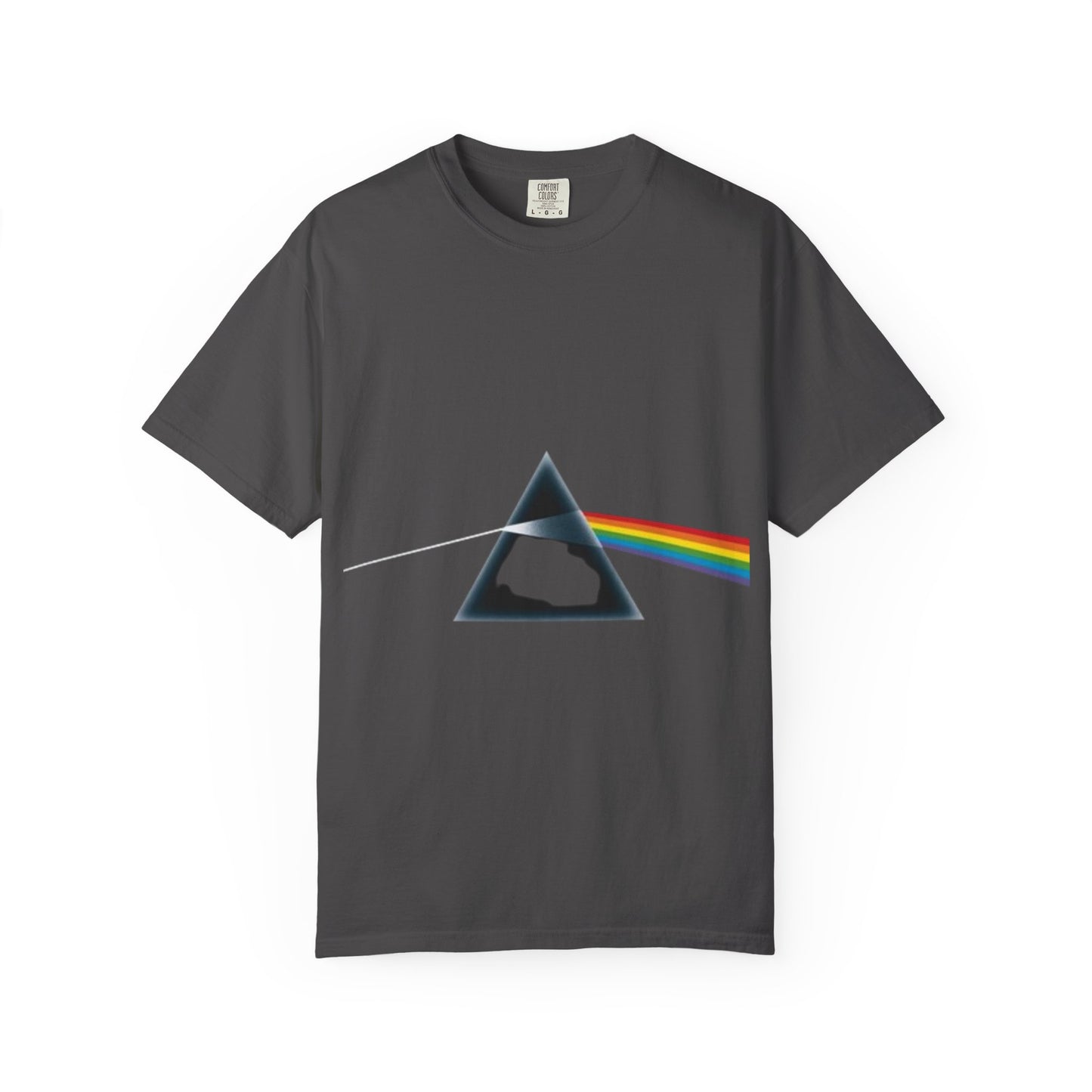 Vintage-Inspired Unisex Garment-Dyed T-Shirt with Prism Rainbow Design
