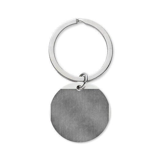Engravable Stainless Steel Round Keychain - Personalized Metal Keyring