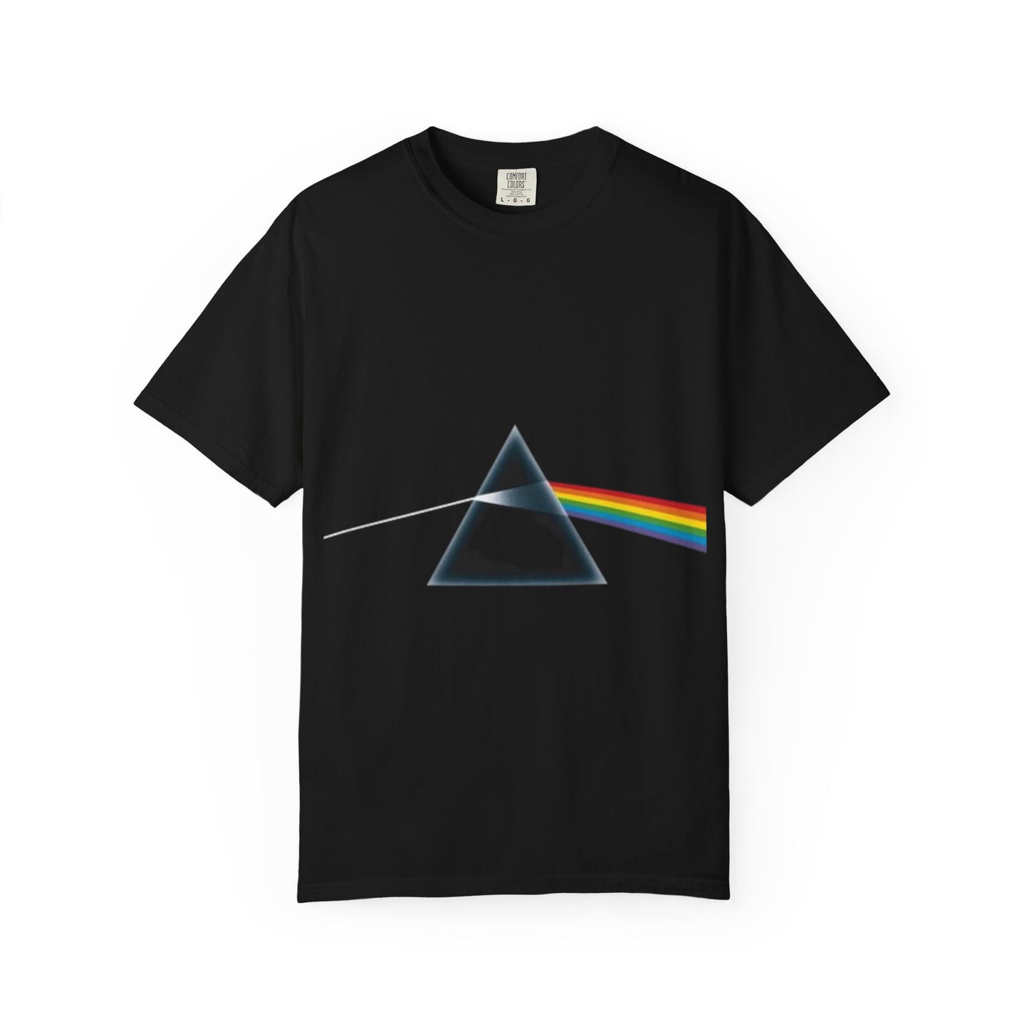 Vintage-Inspired Unisex Garment-Dyed T-Shirt with Prism Rainbow Design