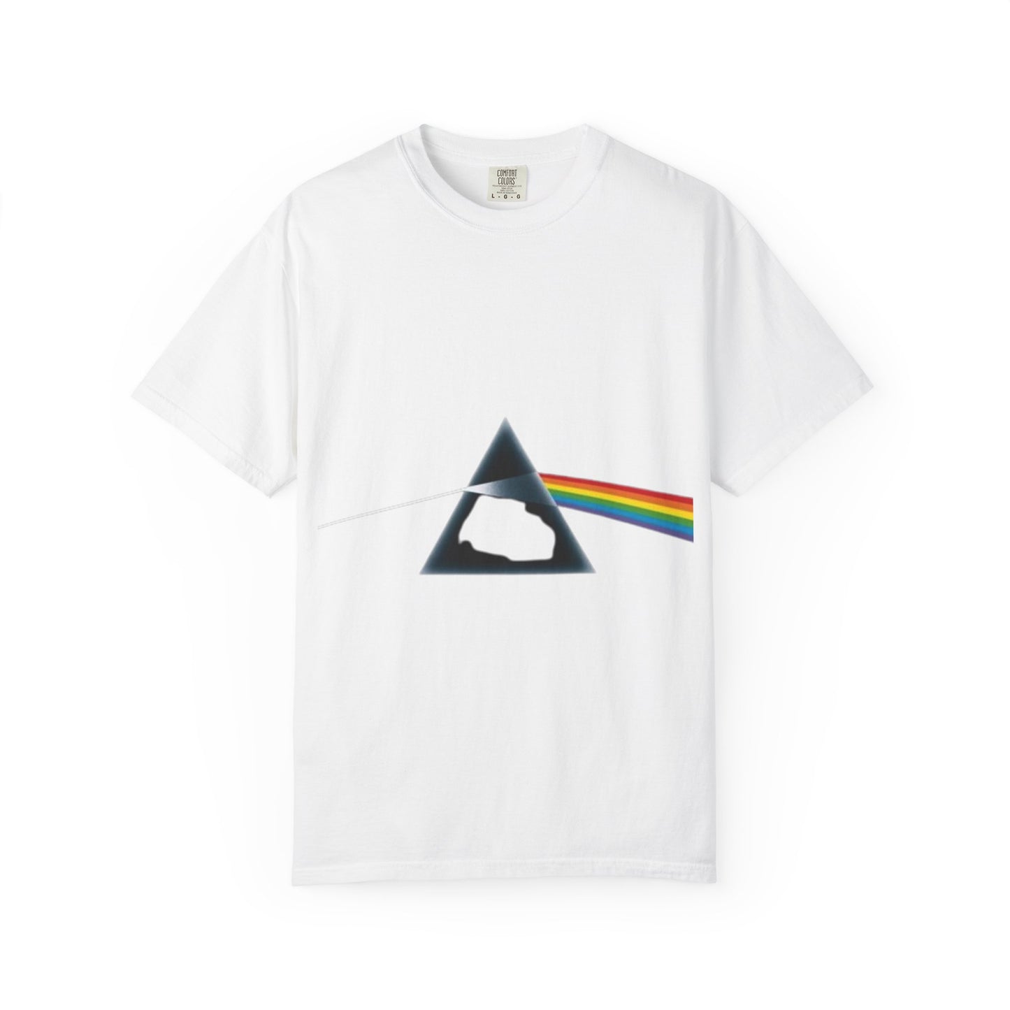Vintage-Inspired Unisex Garment-Dyed T-Shirt with Prism Rainbow Design